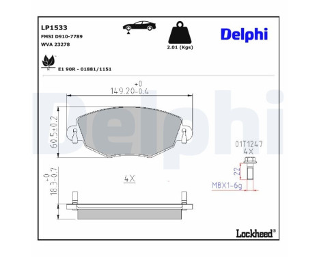 Brake Pad Set, disc brake LP1533 Delphi