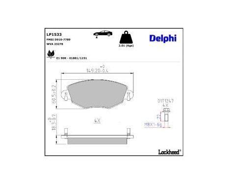 Brake Pad Set, disc brake LP1533 Delphi, Image 3
