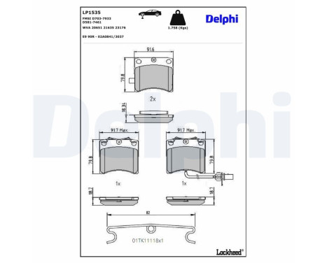 Brake Pad Set, disc brake LP1535 Delphi