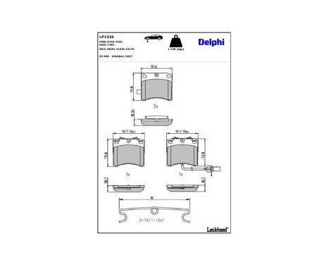Brake Pad Set, disc brake LP1535 Delphi