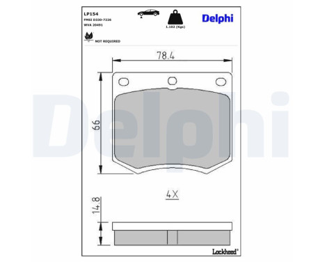 Brake pad set, disc brake LP154 Delphi