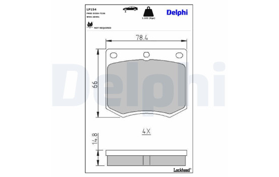 Brake pad set, disc brake LP154 Delphi