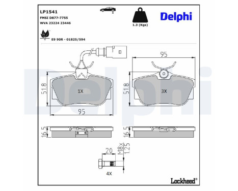 Brake Pad Set, disc brake LP1541 Delphi, Image 4