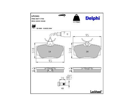 Brake Pad Set, disc brake LP1541 Delphi, Image 4