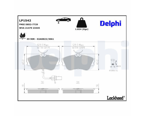 Brake Pad Set, disc brake LP1542 Delphi