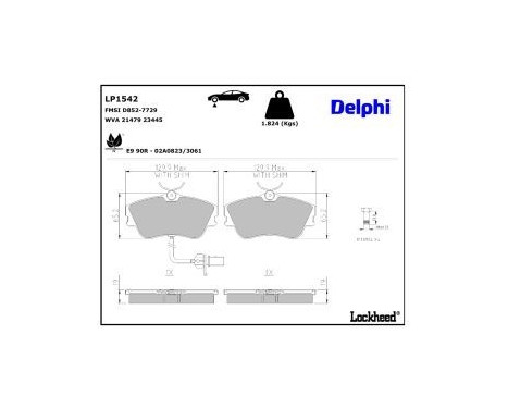 Brake Pad Set, disc brake LP1542 Delphi