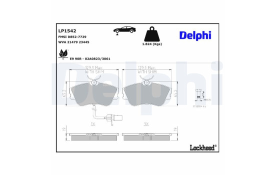 Brake Pad Set, disc brake LP1542 Delphi