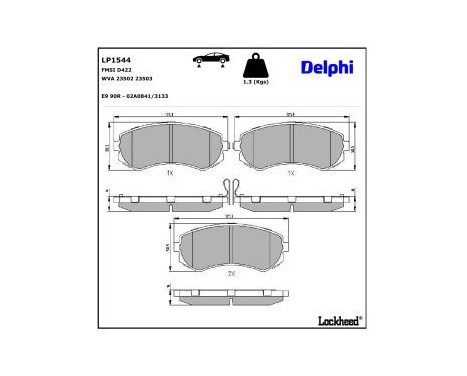 Brake Pad Set, disc brake LP1544 Delphi