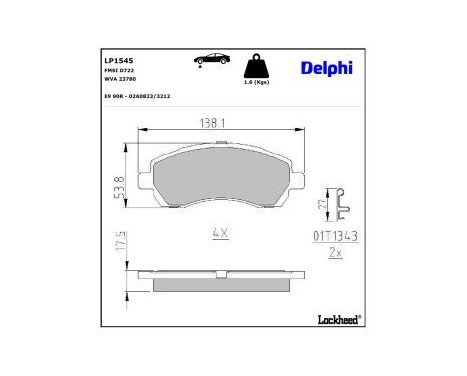 Brake Pad Set, disc brake LP1545 Delphi