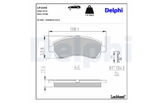 Brake Pad Set, disc brake LP1545 Delphi