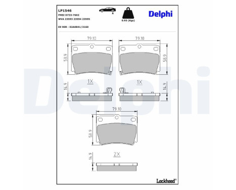 Brake Pad Set, disc brake LP1546 Delphi
