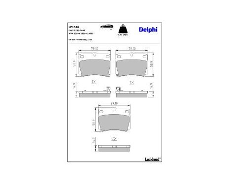 Brake Pad Set, disc brake LP1546 Delphi