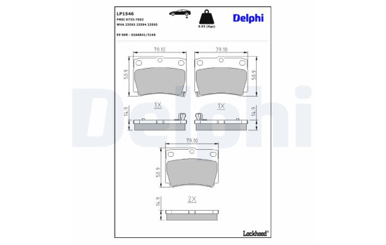 Brake Pad Set, disc brake LP1546 Delphi