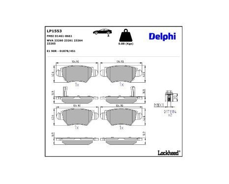 Brake Pad Set, disc brake LP1553 Delphi