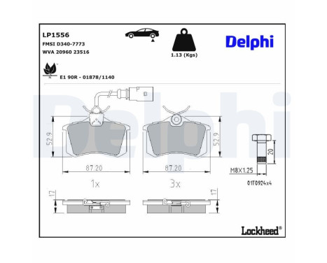 Brake Pad Set, disc brake LP1556 Delphi