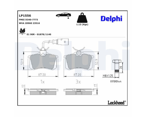 Brake Pad Set, disc brake LP1556 Delphi, Image 4