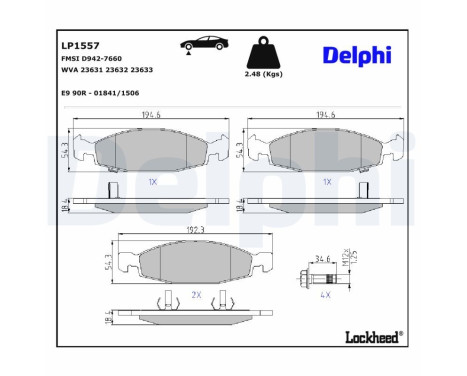 Brake Pad Set, disc brake LP1557 Delphi