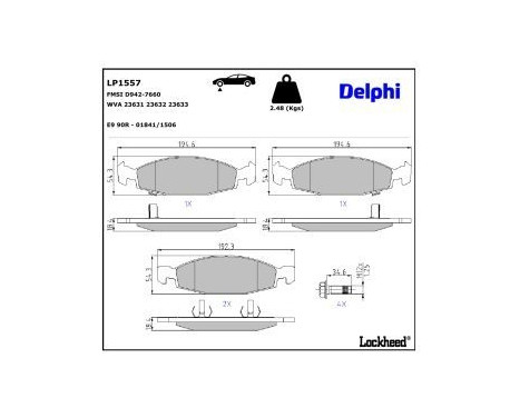Brake Pad Set, disc brake LP1557 Delphi