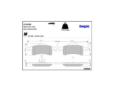 Brake Pad Set, disc brake LP1558 Delphi