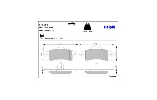 Brake Pad Set, disc brake LP1558 Delphi