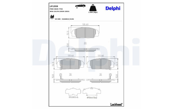 Brake Pad Set, disc brake LP1559 Delphi