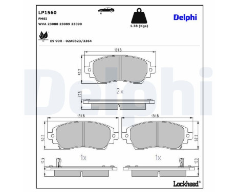 Brake Pad Set, disc brake LP1560 Delphi