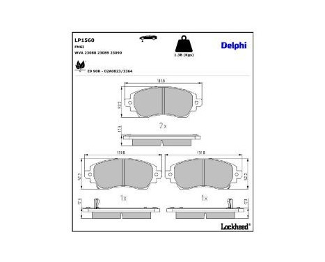 Brake Pad Set, disc brake LP1560 Delphi