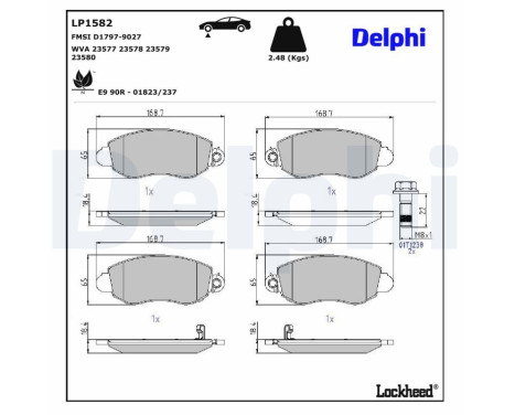 Brake Pad Set, disc brake LP1582 Delphi