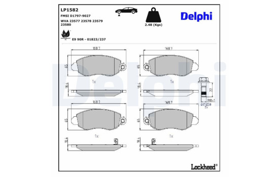 Brake Pad Set, disc brake LP1582 Delphi, Image 3