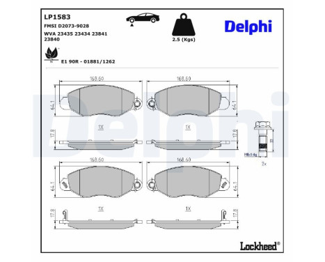 Brake Pad Set, disc brake LP1583 Delphi