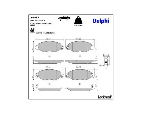 Brake Pad Set, disc brake LP1583 Delphi, Image 3