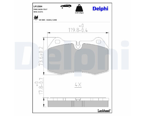 Brake Pad Set, disc brake LP1584 Delphi