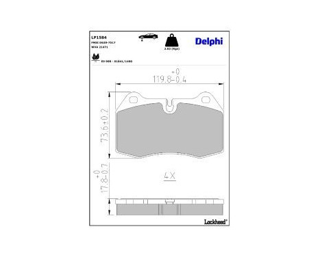 Brake Pad Set, disc brake LP1584 Delphi