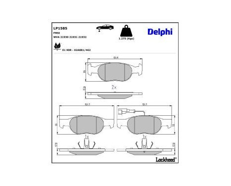 Brake Pad Set, disc brake LP1585 Delphi