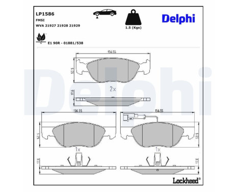 Brake Pad Set, disc brake LP1586 Delphi