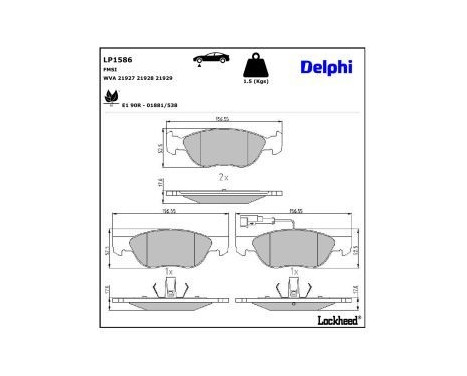 Brake Pad Set, disc brake LP1586 Delphi