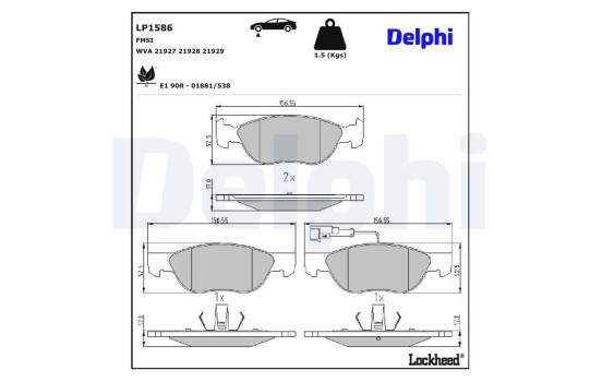 Brake Pad Set, disc brake LP1586 Delphi, Image 4