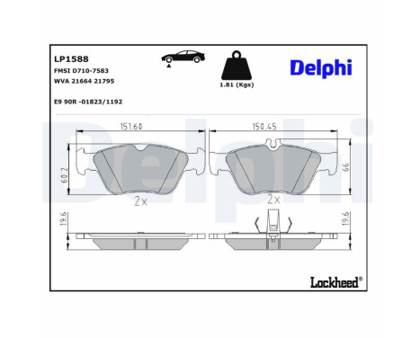 Brake Pad Set, disc brake LP1588 Delphi