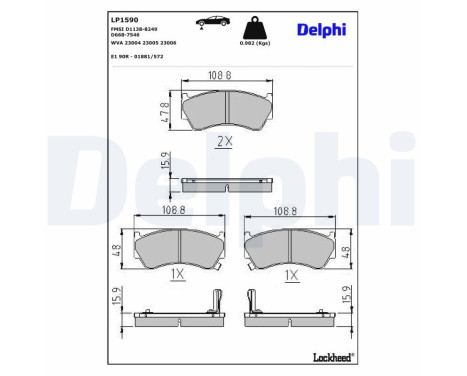 Brake Pad Set, disc brake LP1590 Delphi