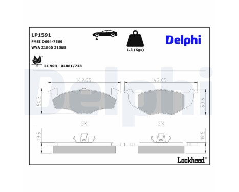 Brake Pad Set, disc brake LP1591 Delphi