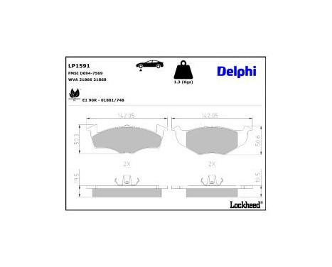 Brake Pad Set, disc brake LP1591 Delphi