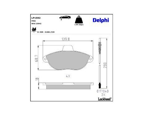 Brake Pad Set, disc brake LP1592 Delphi, Image 3