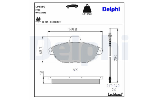 Brake Pad Set, disc brake LP1592 Delphi, Image 3