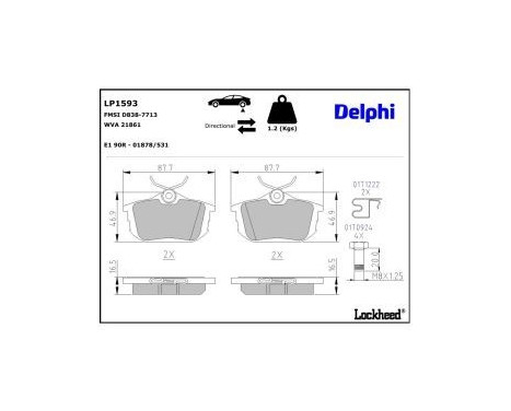 Brake Pad Set, disc brake LP1593 Delphi