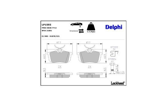 Brake Pad Set, disc brake LP1593 Delphi