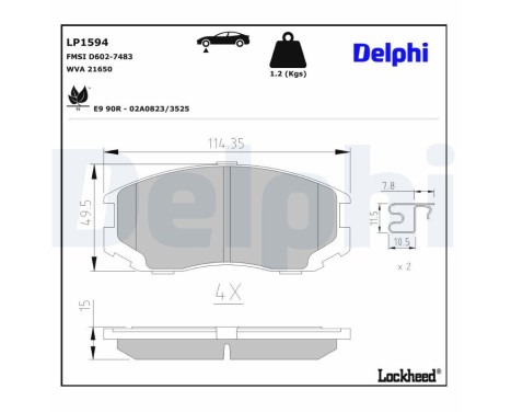 Brake Pad Set, disc brake LP1594 Delphi