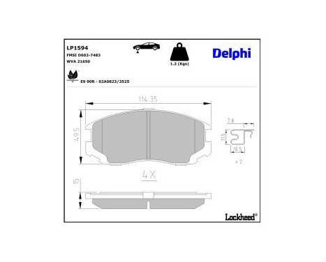 Brake Pad Set, disc brake LP1594 Delphi
