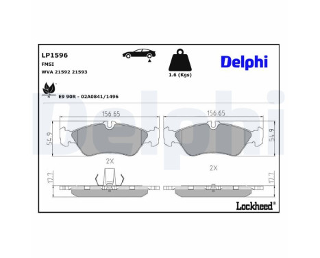 Brake Pad Set, disc brake LP1596 Delphi