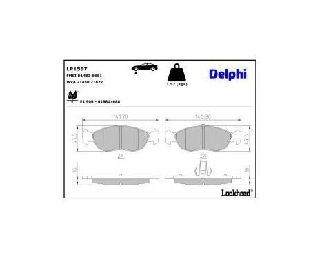Brake Pad Set, disc brake LP1597 Delphi