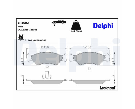 Brake Pad Set, disc brake LP1603 Delphi